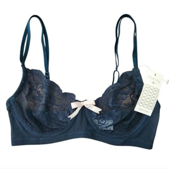 Eberjey‎ Underwire Bra 32B Lace Deep Green NWT - Picture 1 of 5